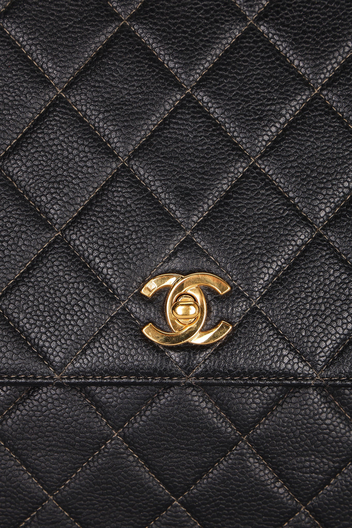 Chanel Shoulder Bag Black Caviar 24K GP