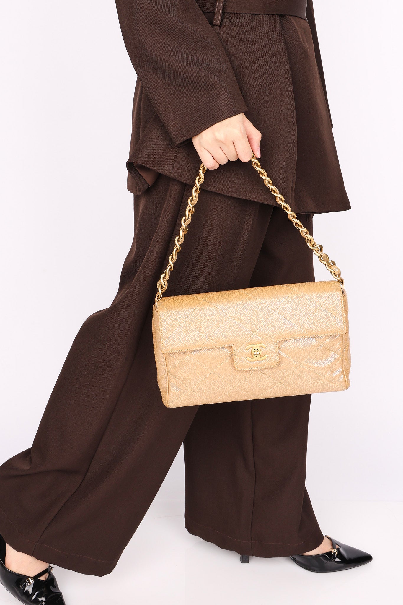 Chanel Bag Metallic Beige Caviar BGHW