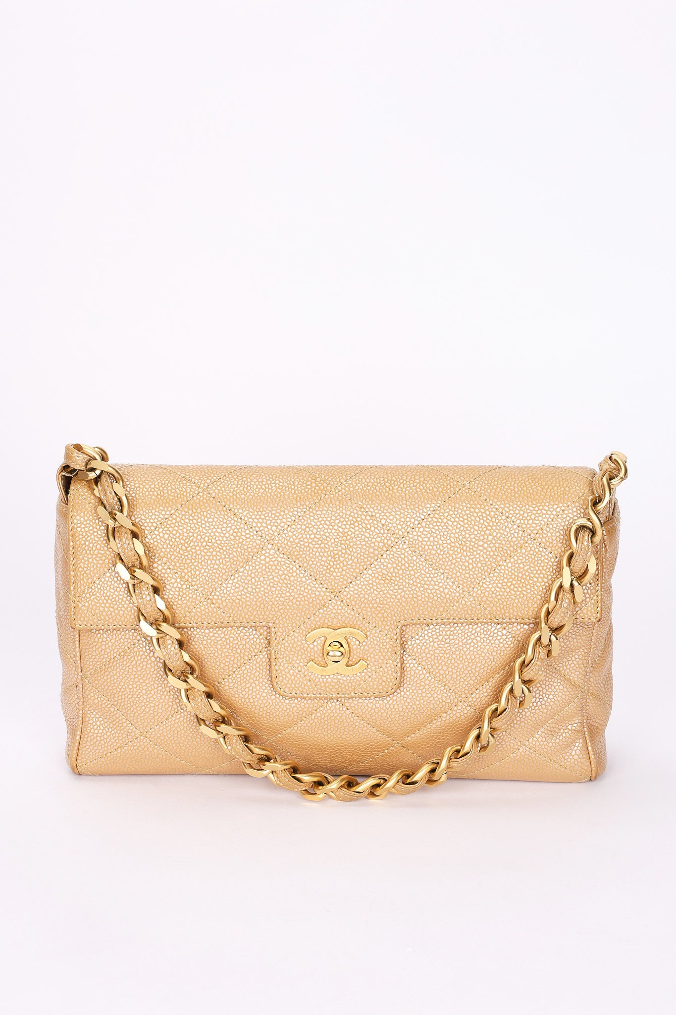 Chanel Bag Metallic Beige Caviar BGHW