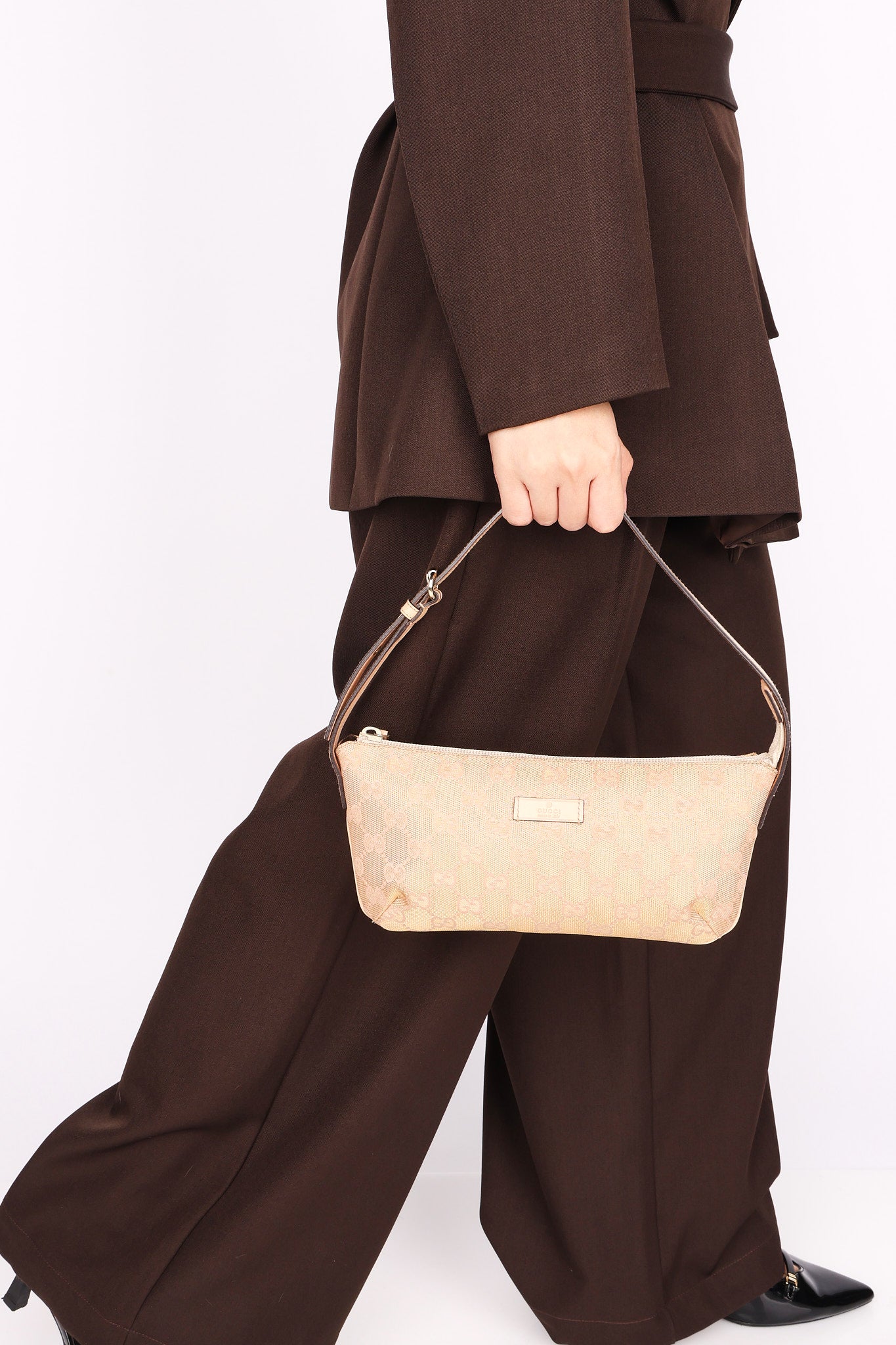 Gucci Monogram Shoulder Bag Pink and Gold Metallic