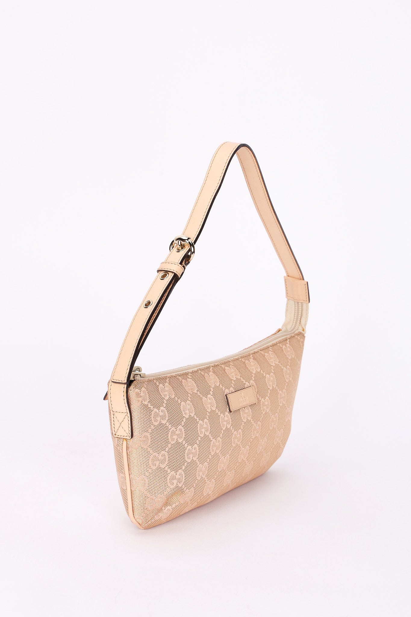 Gucci Monogram Shoulder Bag Pink and Gold Metallic