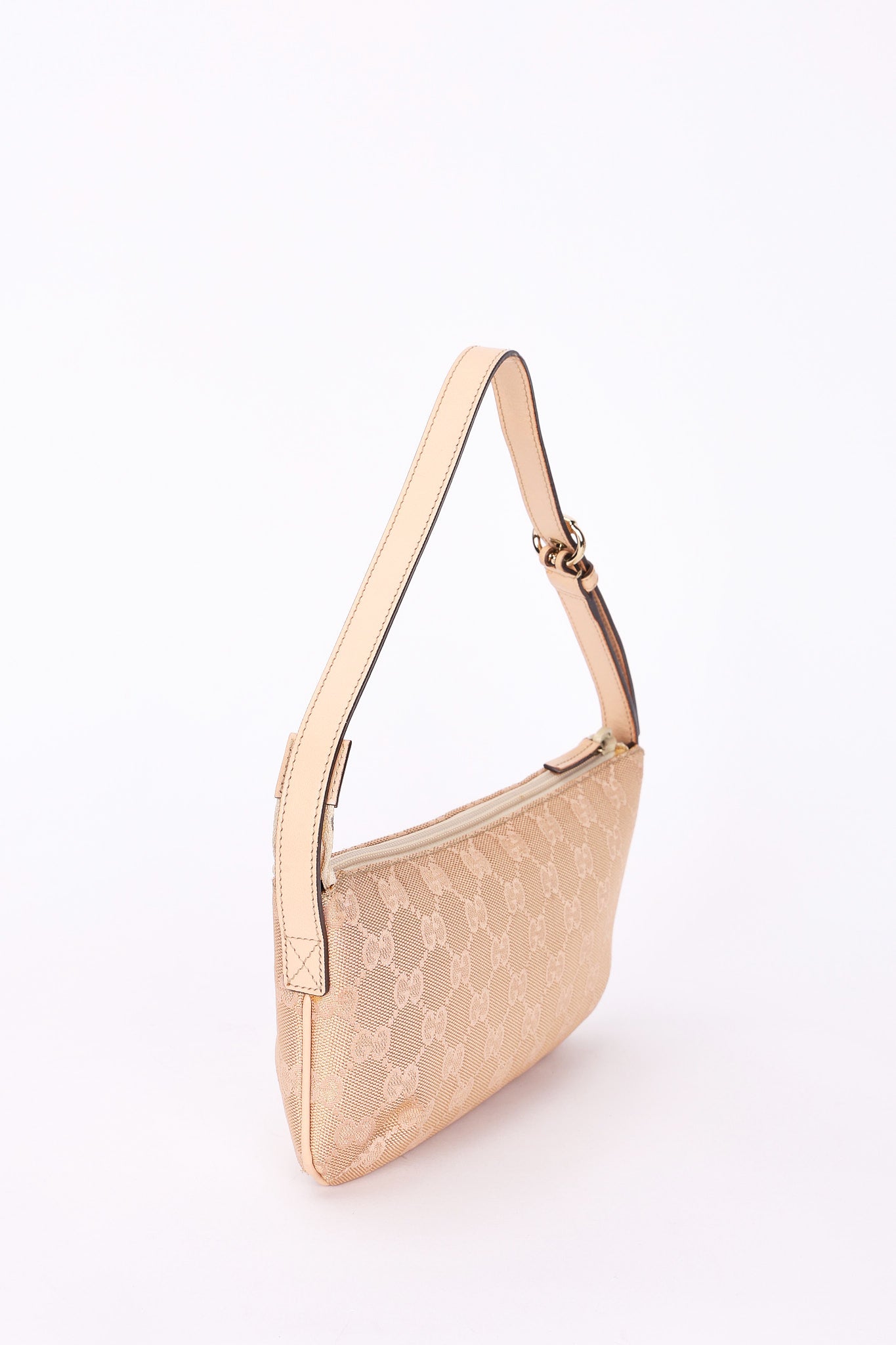 Gucci Monogram Shoulder Bag Pink and Gold Metallic