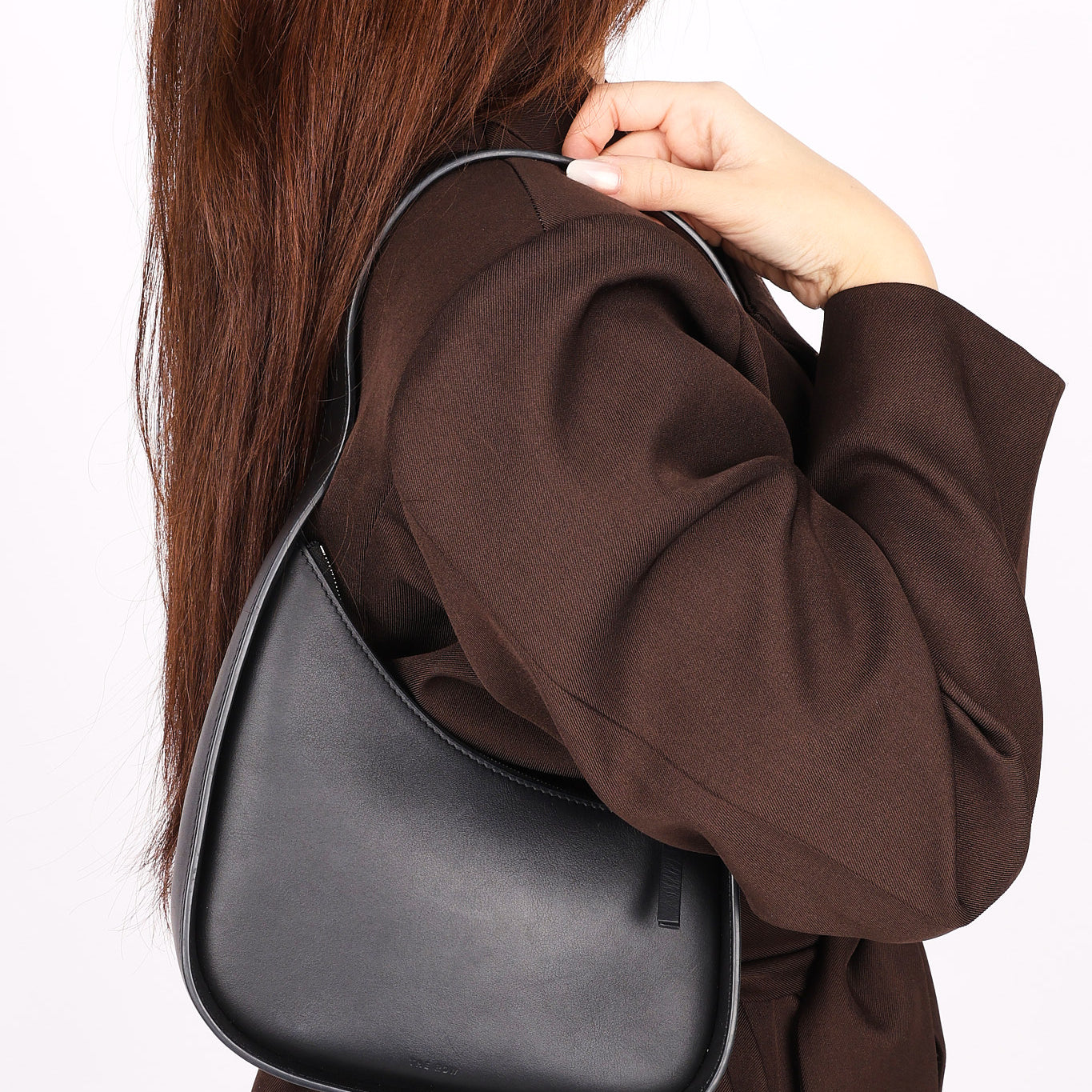 The Row HALFMOON Calf Leather Mini Hand Bag Shoulder Bag Black
