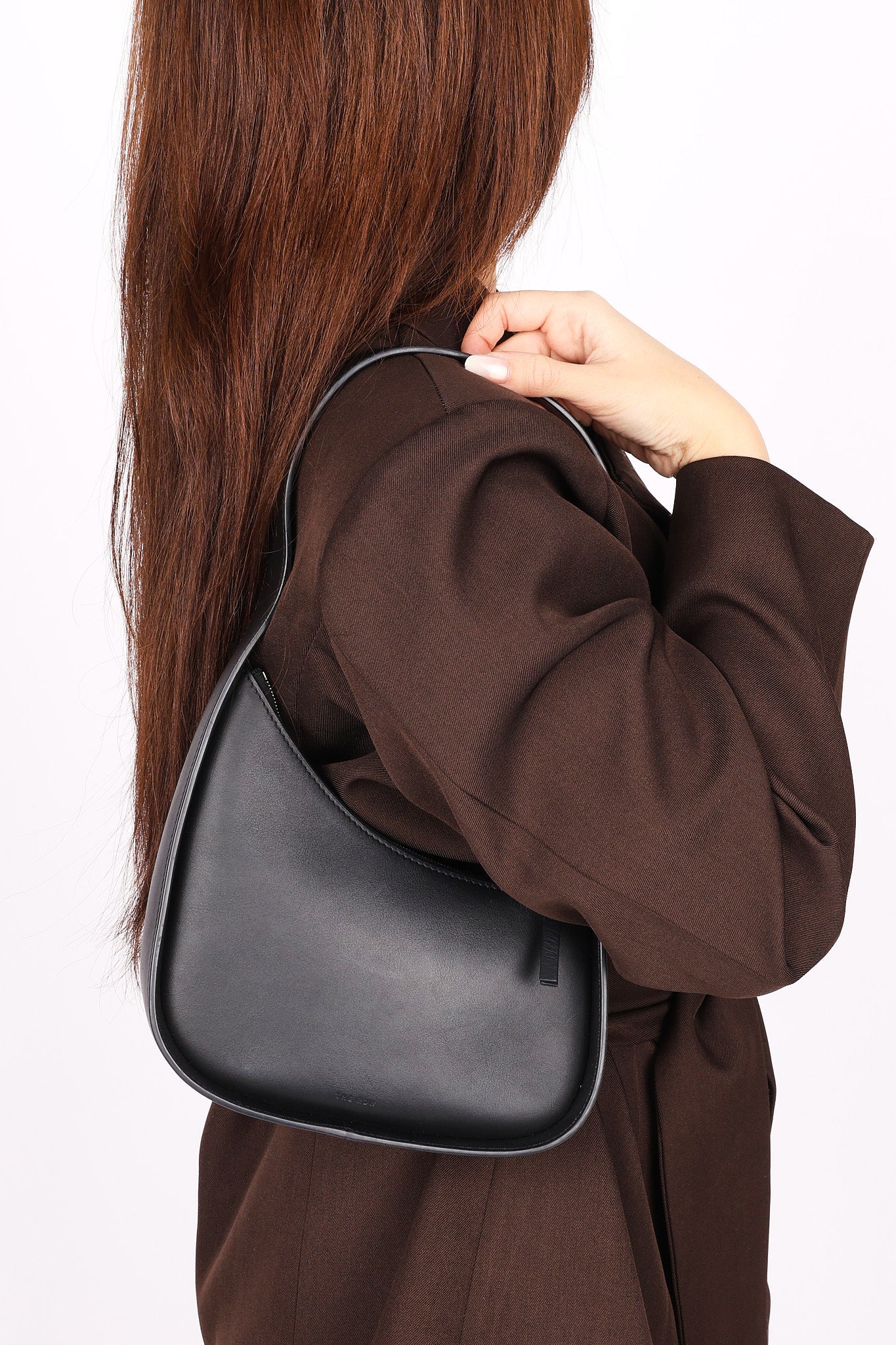 The Row HALFMOON Calf Leather Mini Hand Bag Shoulder Bag Black