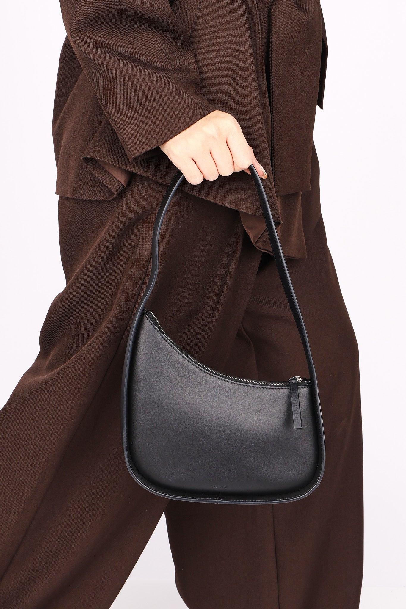 The Row HALFMOON Calf Leather Mini Hand Bag Shoulder Bag Black