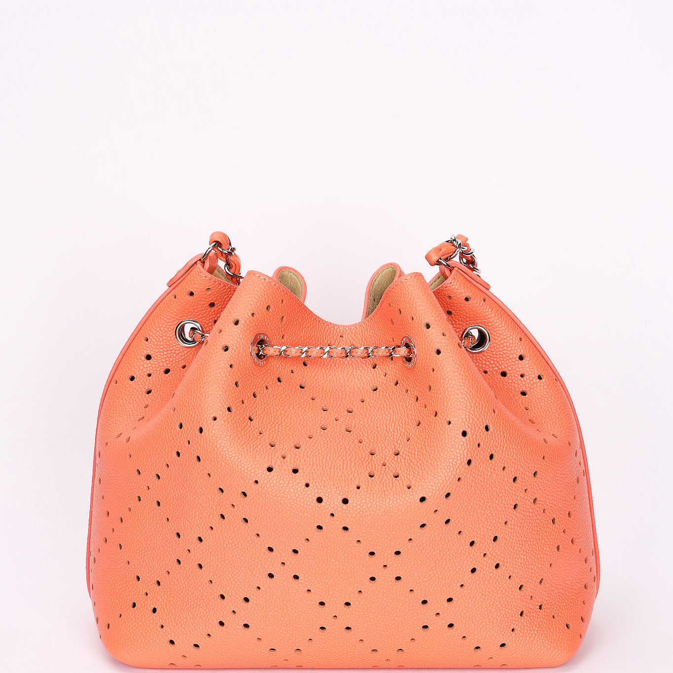 Chanel Perforated Bucket Bag Coral Caviar SHW