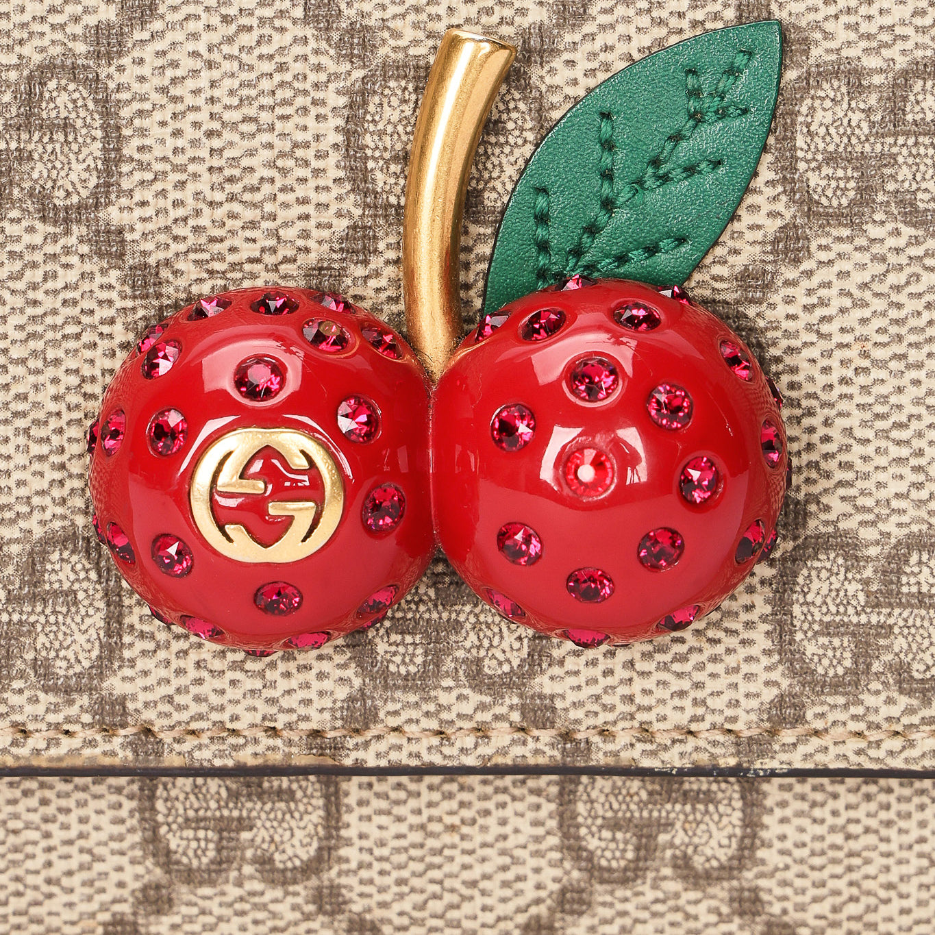 Gucci Monogram Supreme Cherry Clutch on Chain