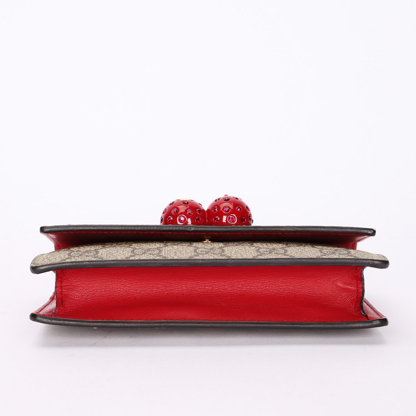 Gucci Monogram Supreme Cherry Clutch on Chain