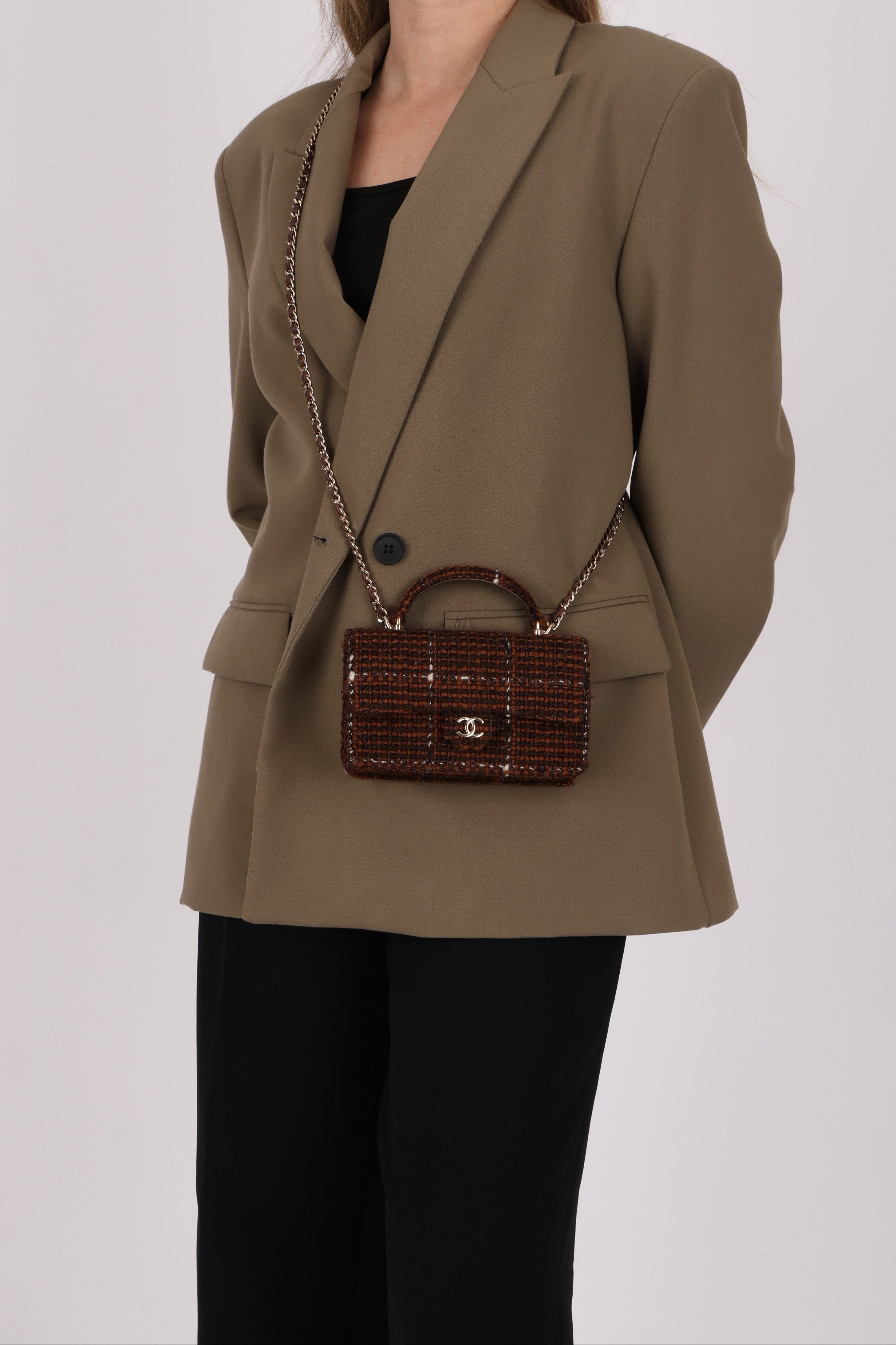 Chanel Mini Rectangular Top Handle Tweed CGHW