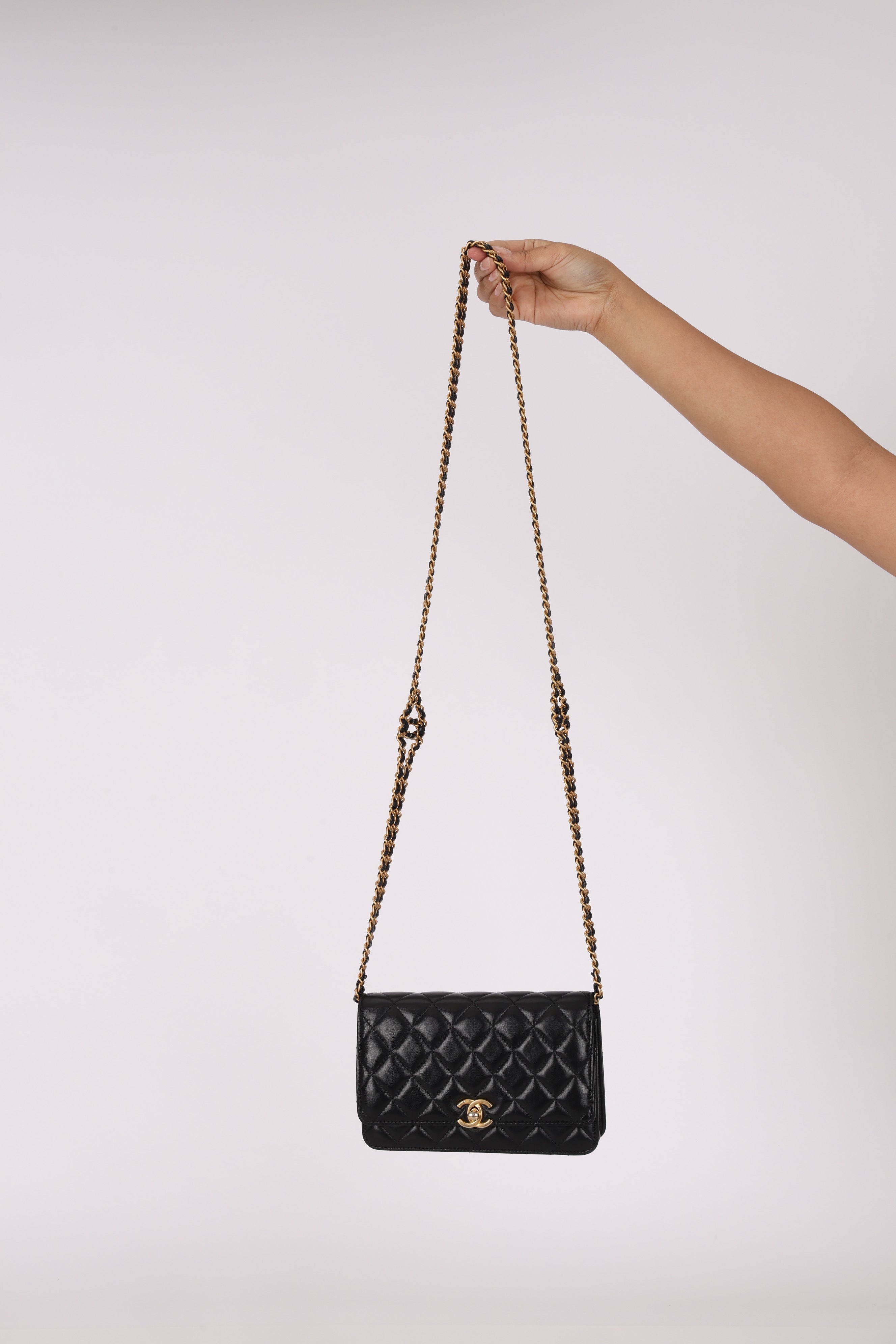 Chanel Turnlock Wallet on Chain Black Lambskin AGHW