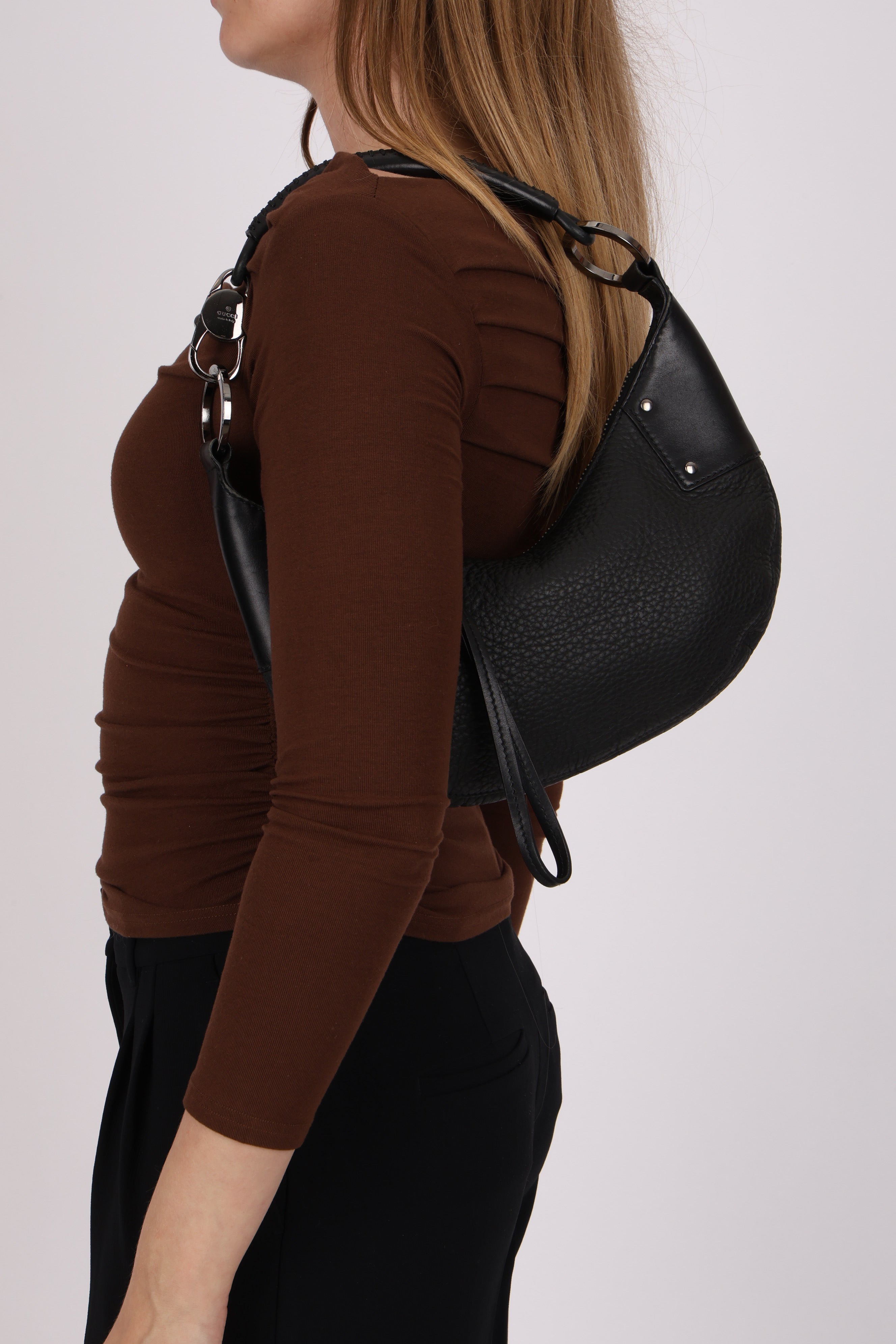 Gucci Half Moon Leather Hobo