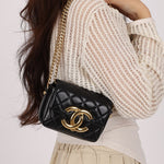 Chanel XL CC Logo Mini Flap Shiny Calfskin AGHW