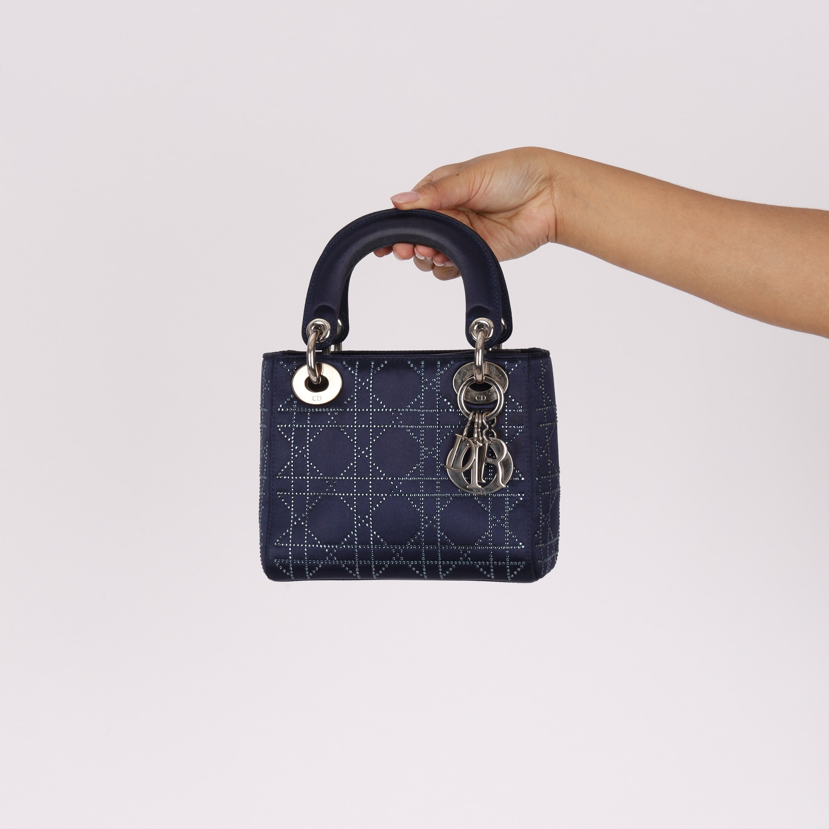Dior Mini Satin Crystal Cannage Lady