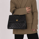 Chanel Kelly Top Handle Black Caviar 2005 24K GP (DONE)