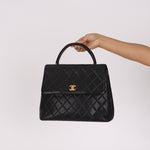 Chanel Kelly Top Handle Black Caviar 24K GP