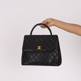 Chanel Kelly Top Handle Black Caviar 24K GP