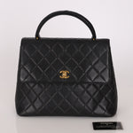 Chanel Kelly Top Handle Black Caviar 24K GP