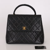 Chanel Kelly Top Handle Black Caviar 24K GP