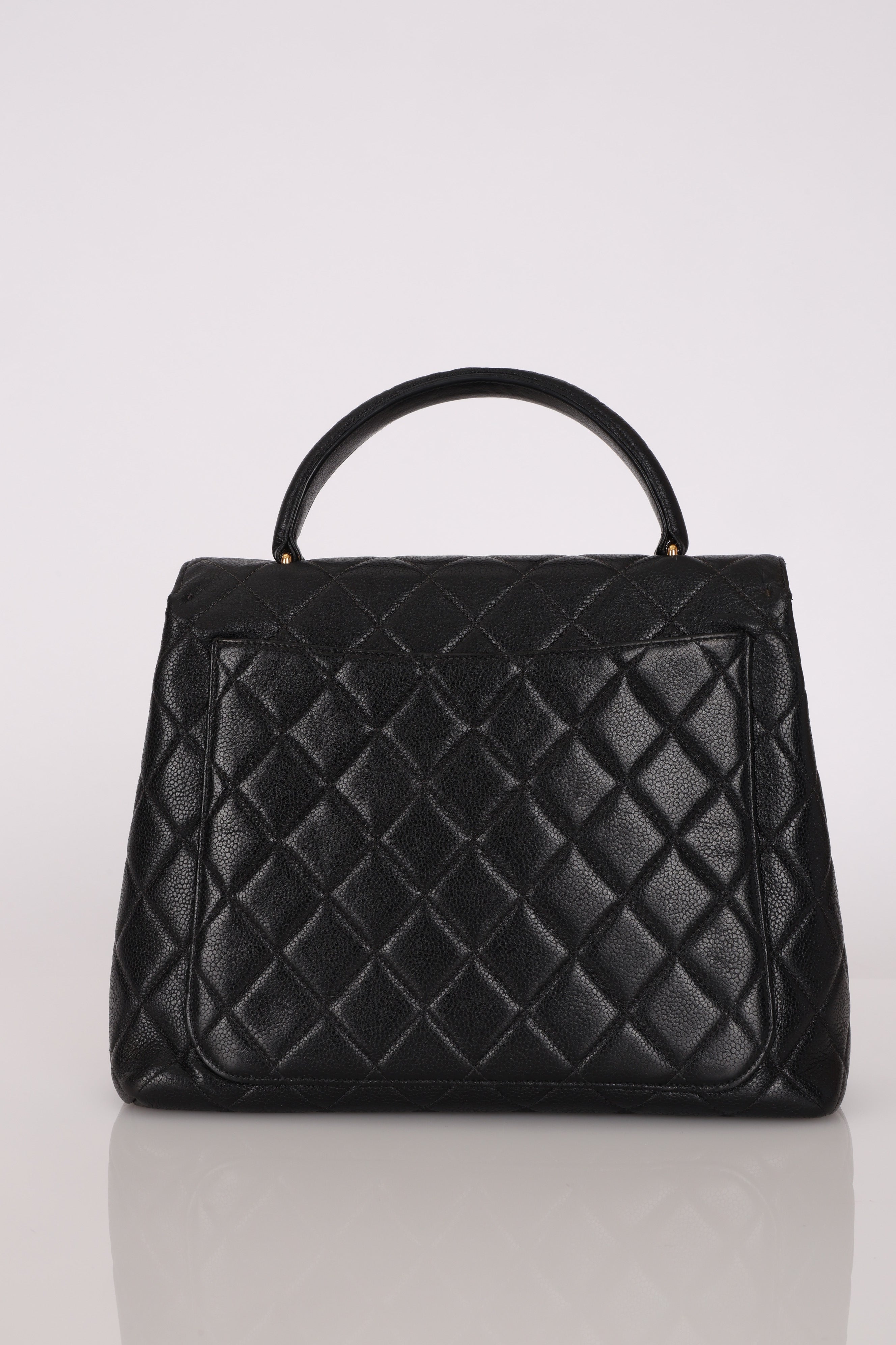 Chanel Kelly Top Handle Black Caviar 24K GP