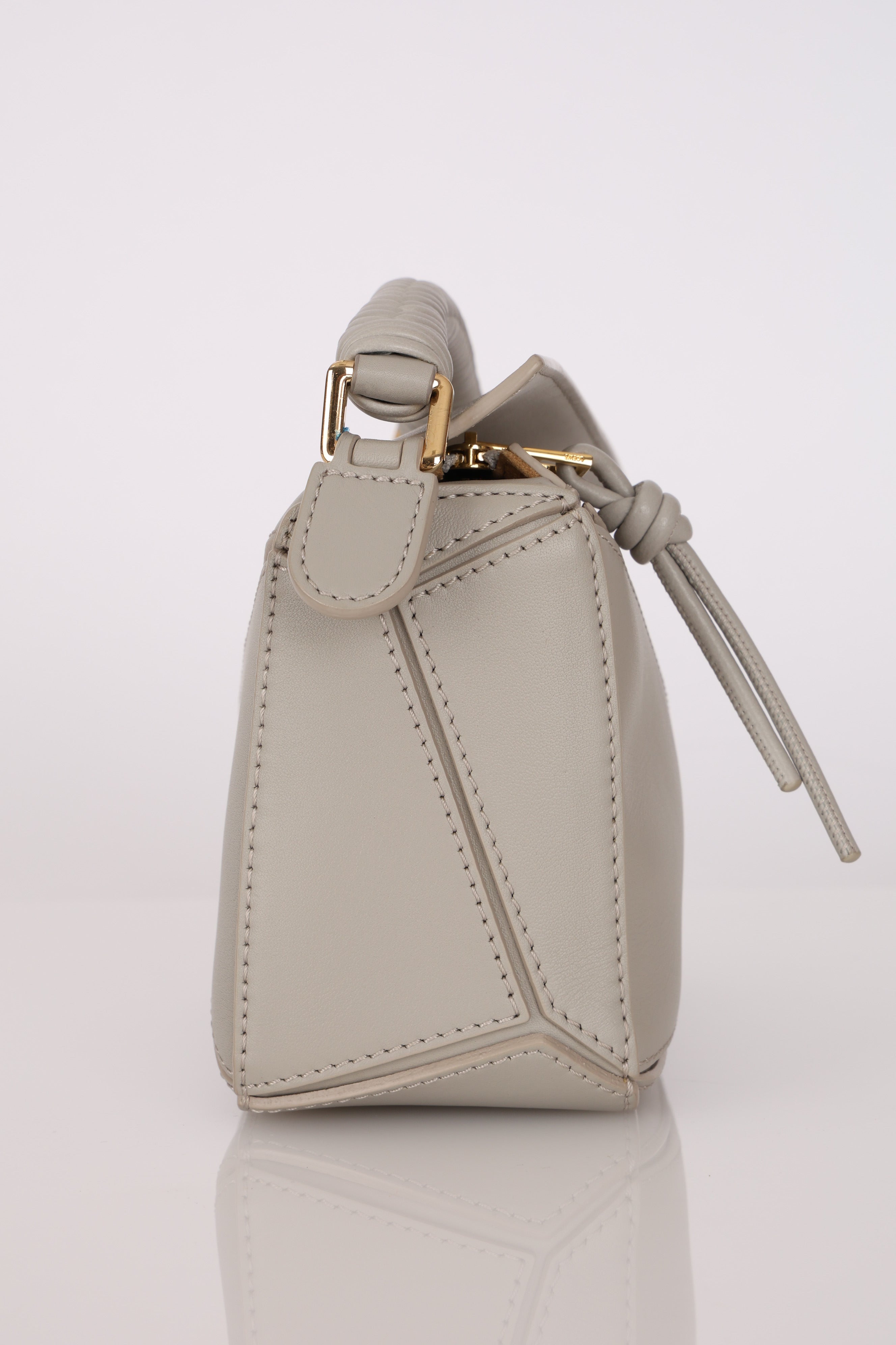 Loewe Grey Mini Puzzle with Braided Top Handle