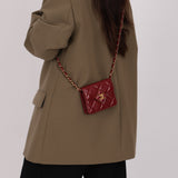 Chanel Enamel Diamond Card Holder on Chain Burgundy Lambskin 2021 AGHW (DONE)