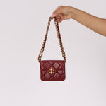 Chanel Enamel Diamond Card Holder on Chain Burgundy Lambskin AGHW