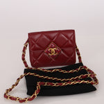 Chanel Enamel Diamond Card Holder on Chain Burgundy Lambskin AGHW