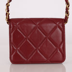 Chanel Enamel Diamond Card Holder on Chain Burgundy Lambskin AGHW