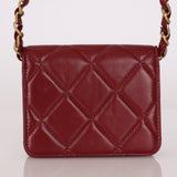 Chanel Enamel Diamond Card Holder on Chain Burgundy Lambskin AGHW