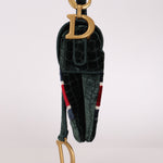 Dior Medium Saddle Bag Velvet Embroidered Crocodile Effect