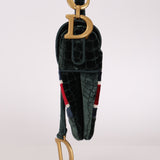 Dior Medium Saddle Bag Velvet Embroidered Crocodile Effect