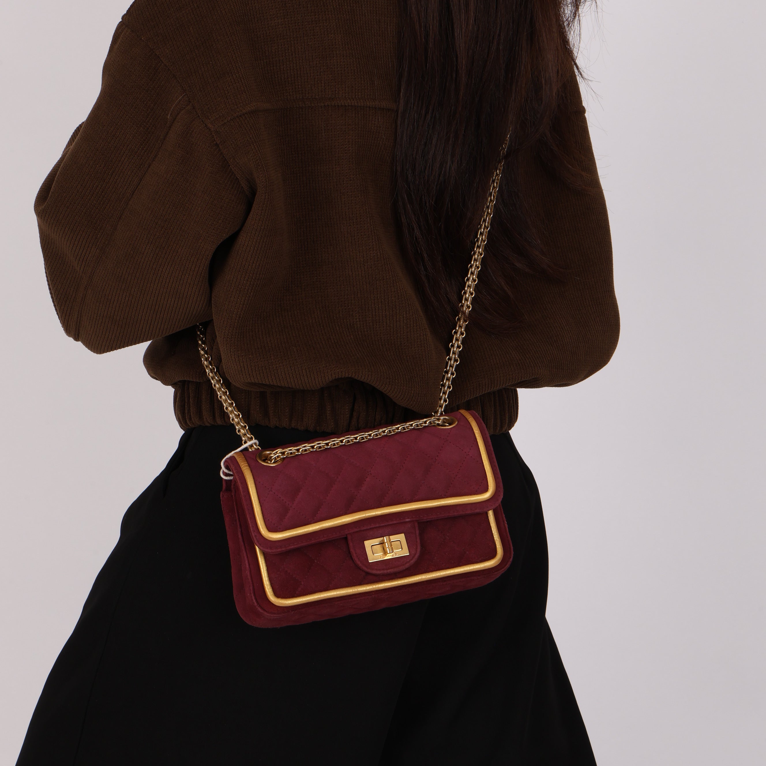 Chanel 2.55 Reissue Double Flap Burgundy Suede 2017 AGHW