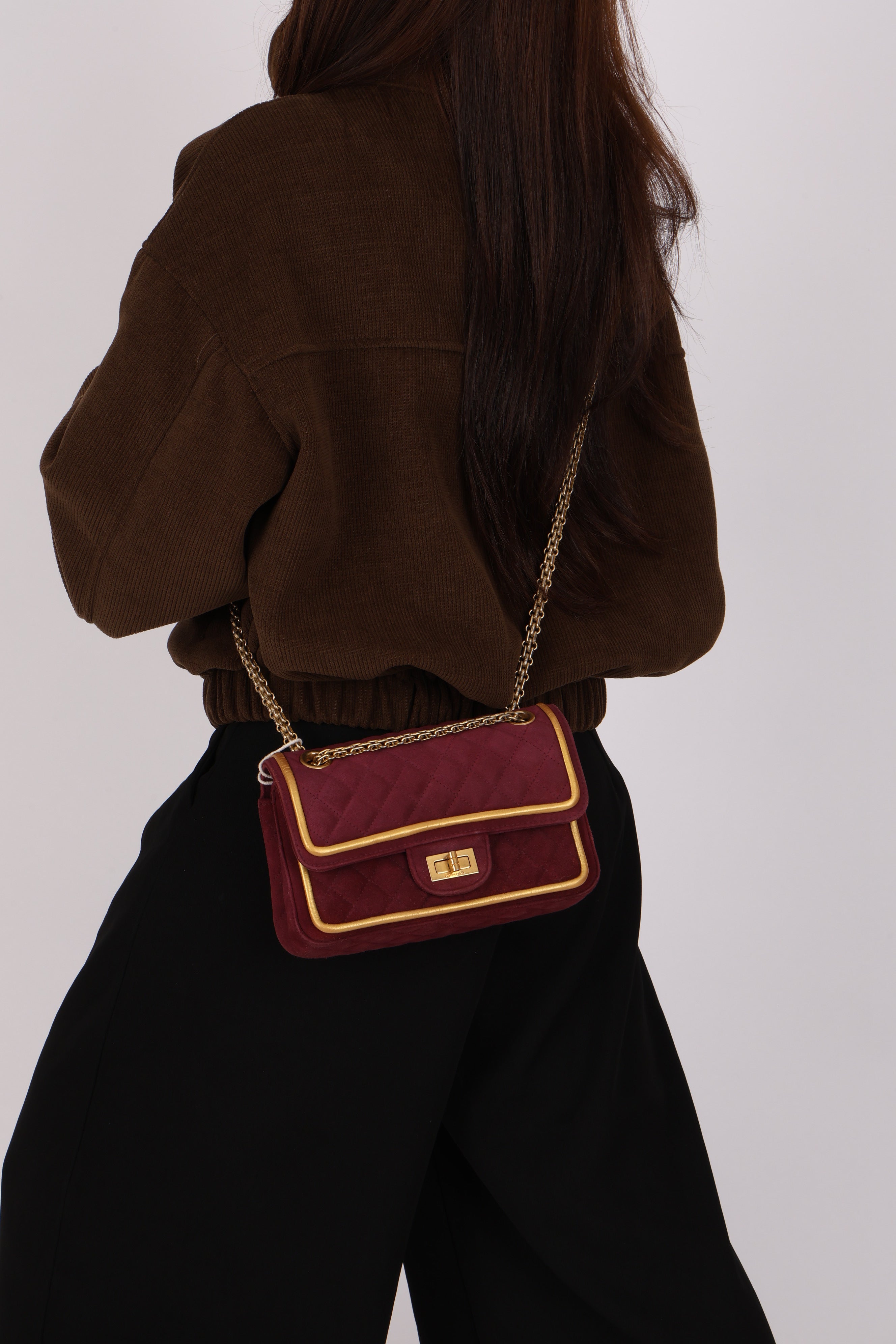 Chanel 2.55 Reissue Double Flap Burgundy Suede 2017 AGHW
