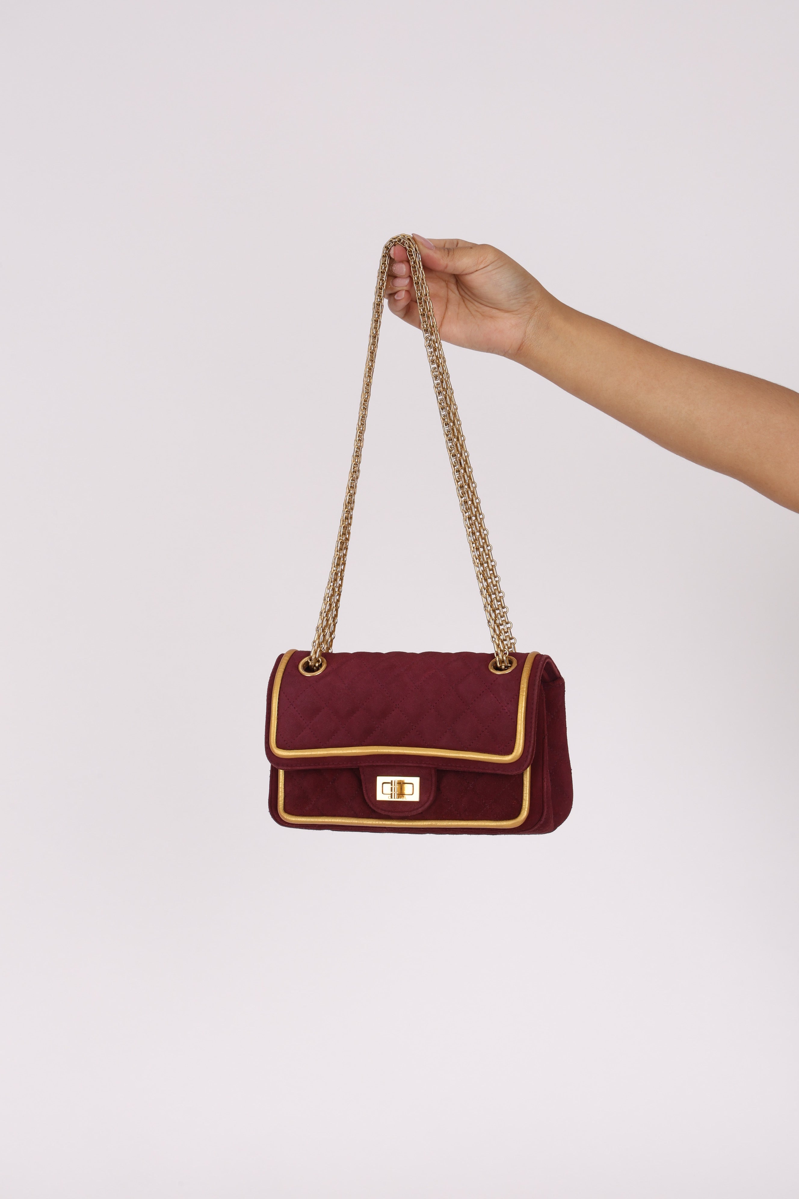 Chanel 2.55 Reissue Double Flap Burgundy Suede AGHW