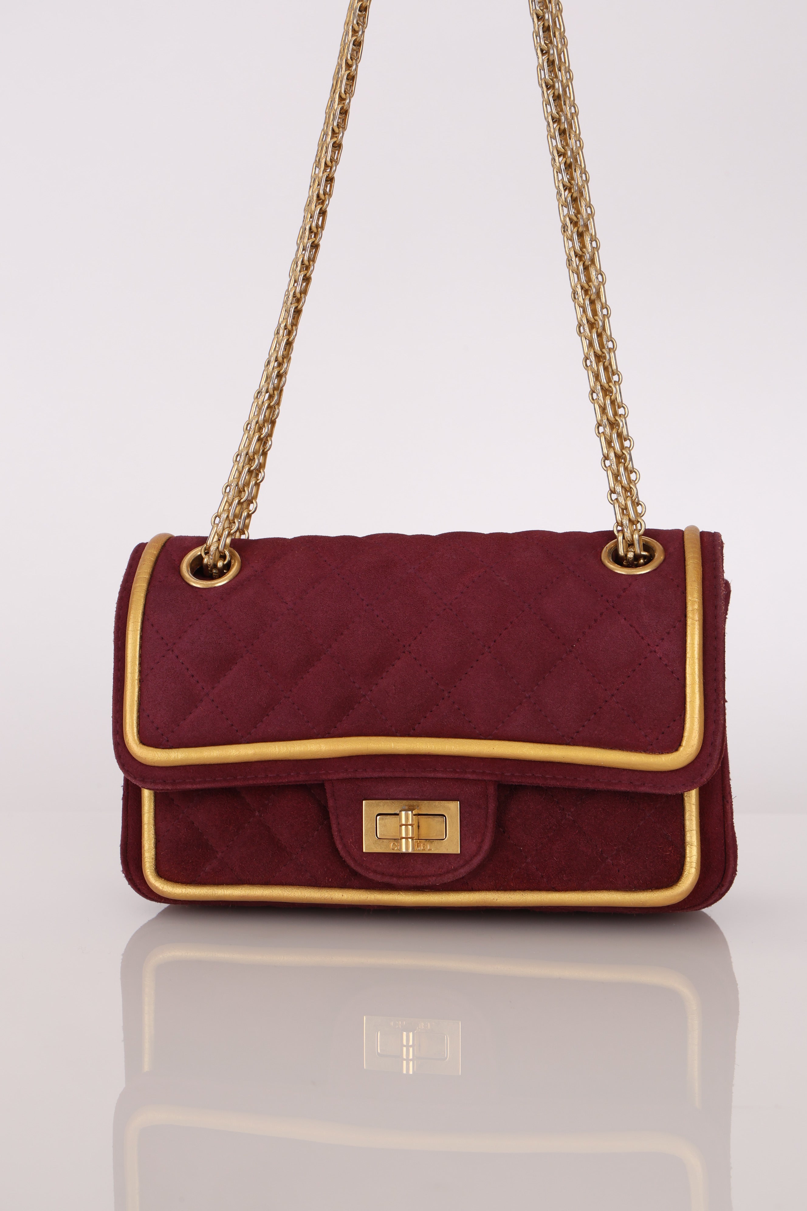 Chanel 2.55 Reissue Double Flap Burgundy Suede AGHW