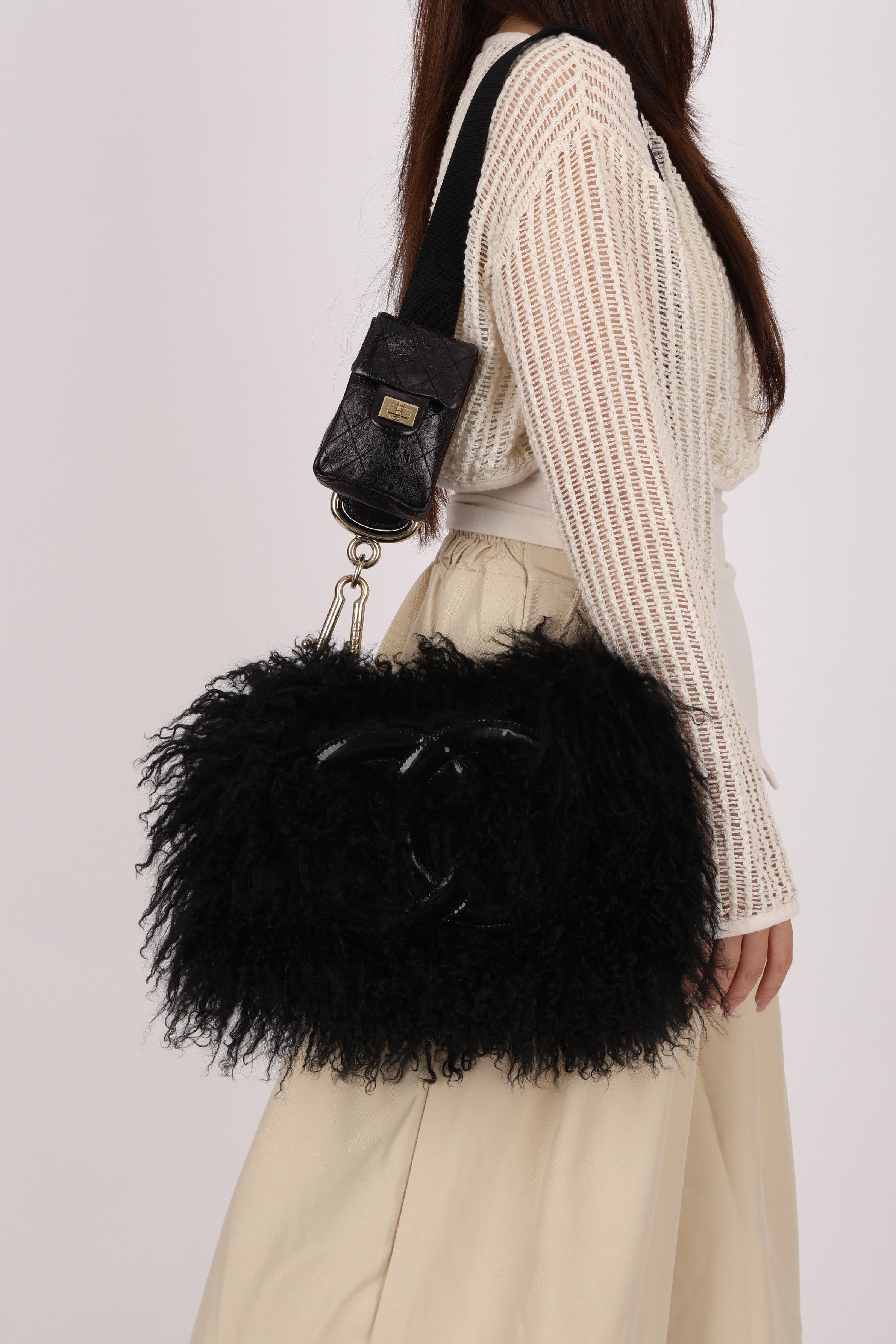 Rare Chanel Tibet CC Flap with Mini Pouch Black CGHW