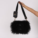 Chanel Shearling CC Flap with Mini Pouch Black CGHW