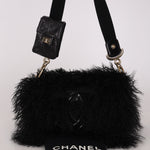 Chanel Shearling CC Flap with Mini Pouch Black CGHW