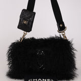Chanel Shearling CC Flap with Mini Pouch Black CGHW