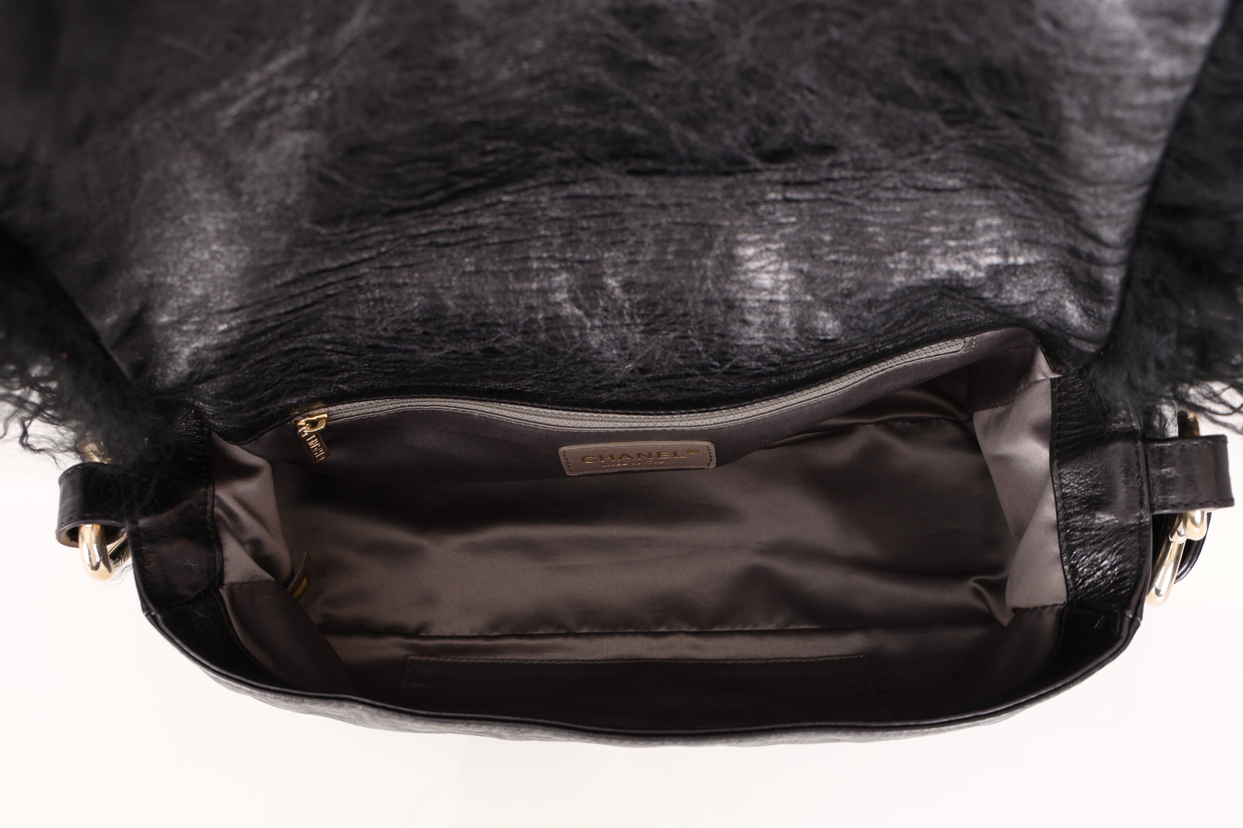 Chanel Shearling CC Flap with Mini Pouch Black CGHW