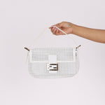Fendi White Woven Baguette