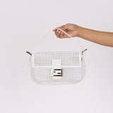 Fendi White Woven Baguette