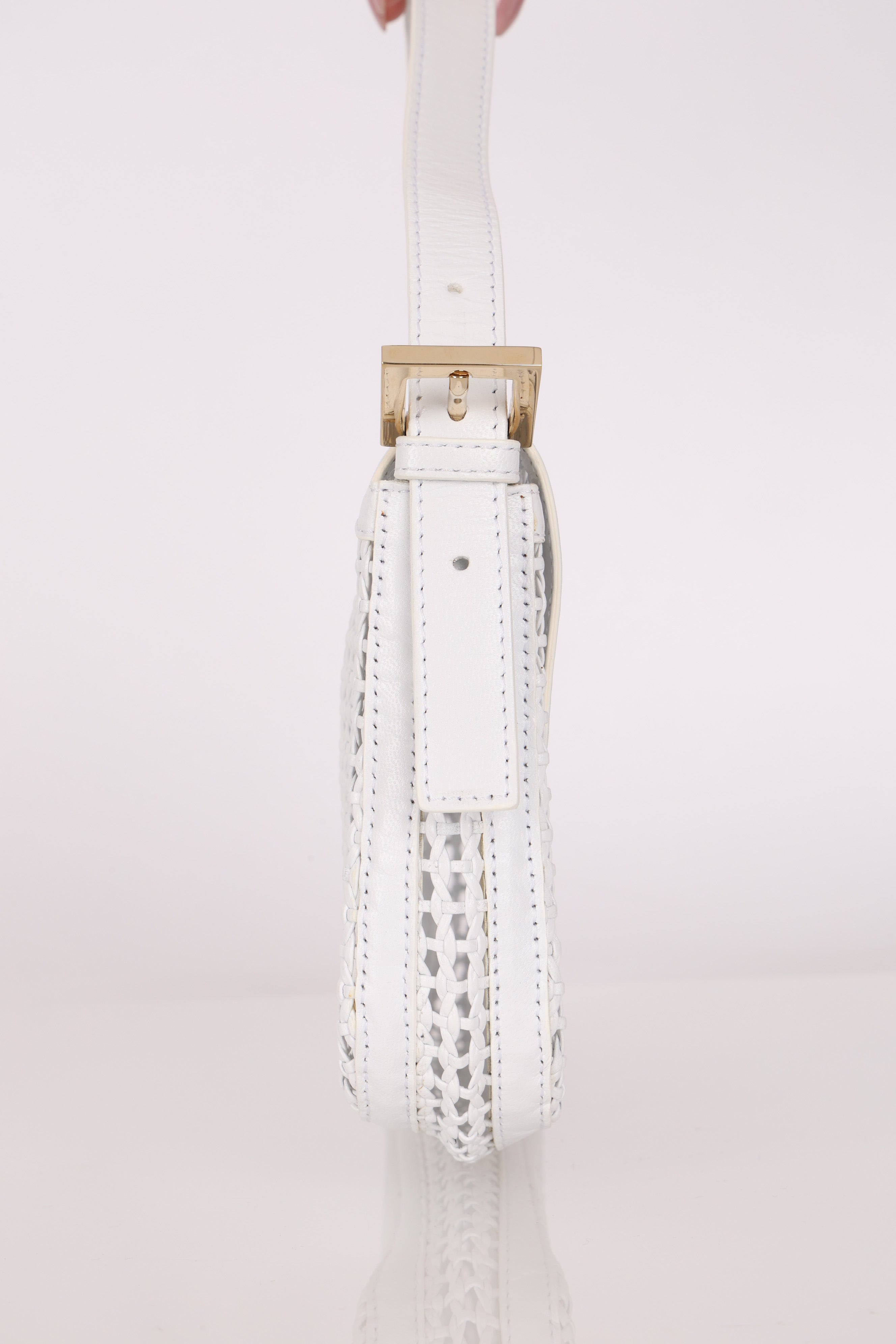 Fendi White Woven Baguette