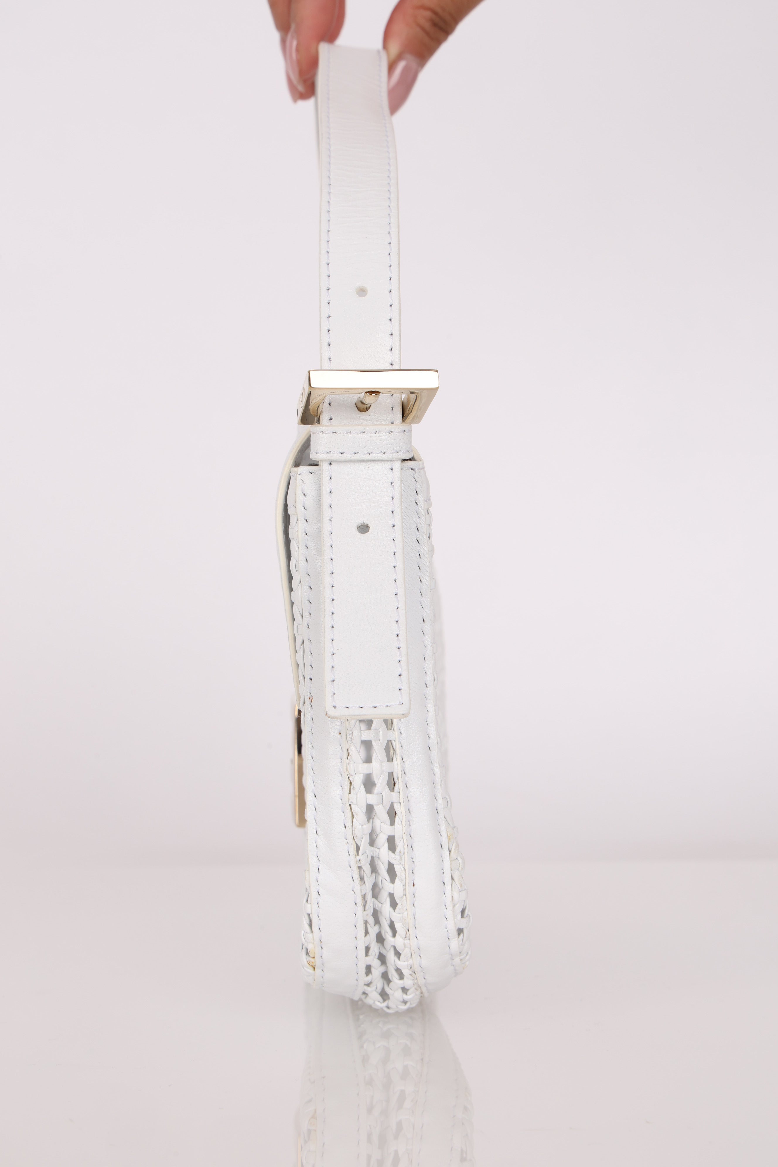 Fendi White Woven Baguette