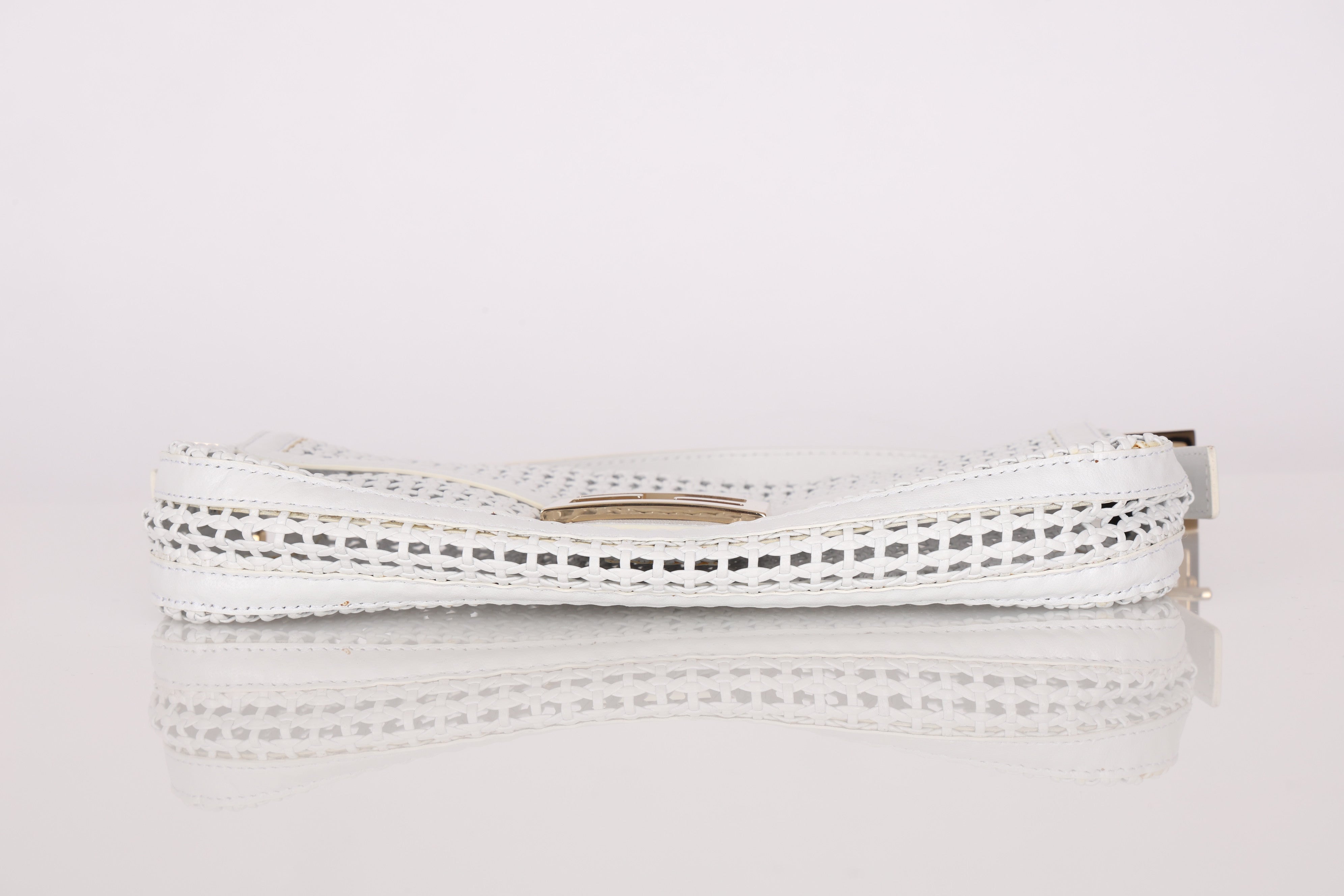 Fendi White Woven Baguette