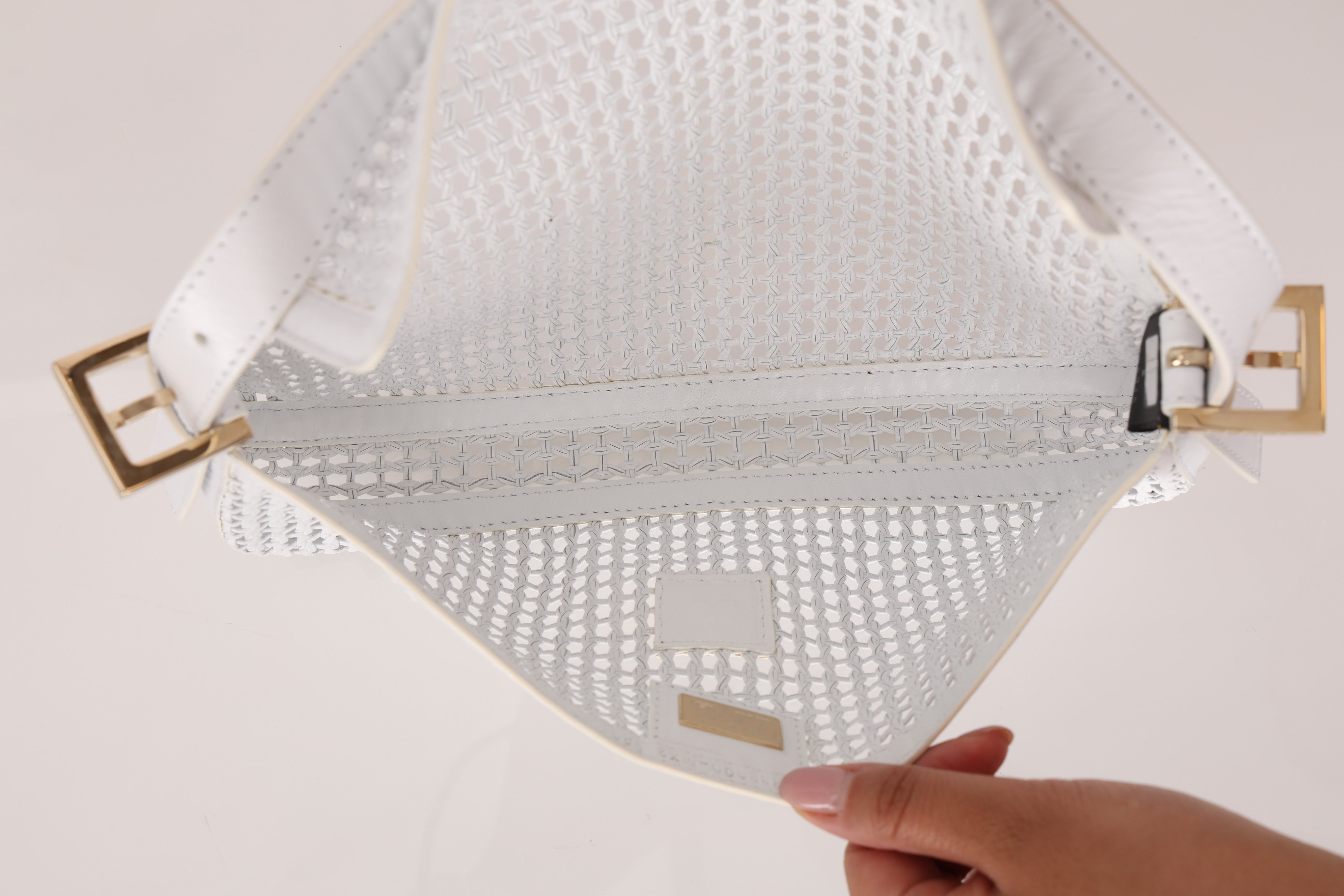 Fendi White Woven Baguette