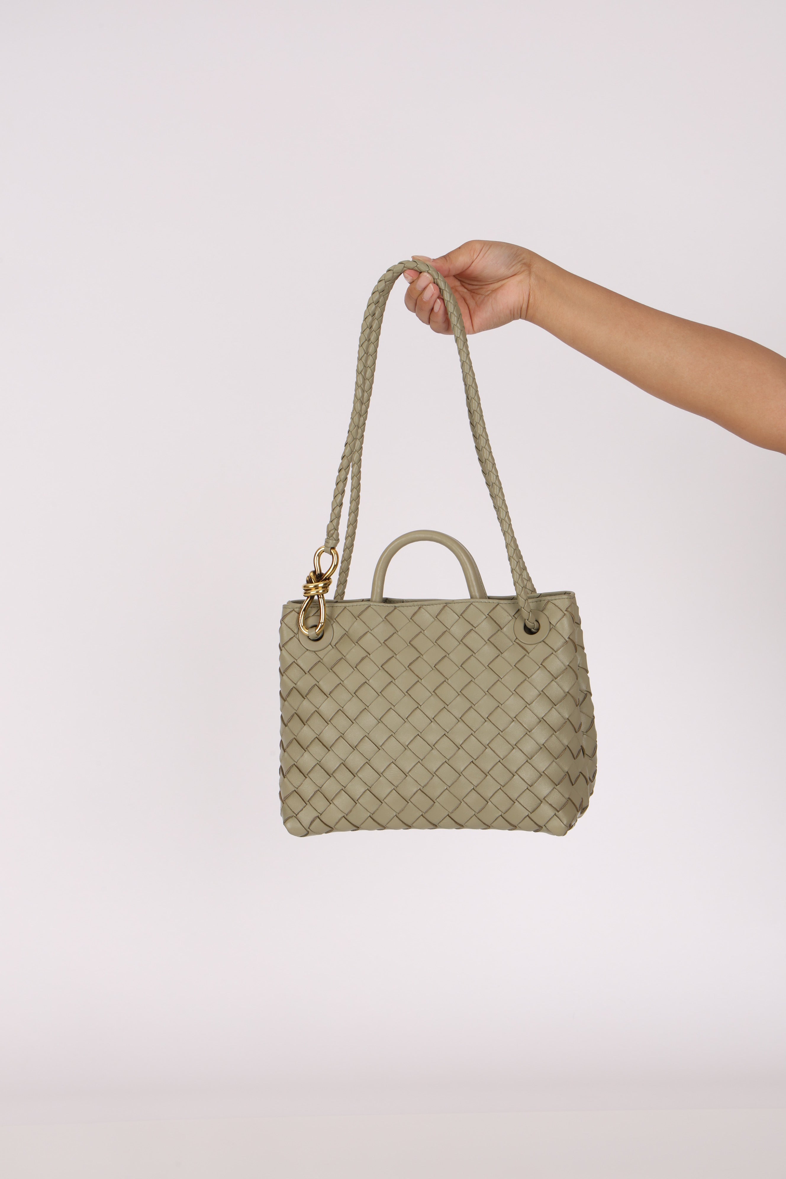 Bottega Veneta Small Intrecciato Andiamo Bag Travertine
