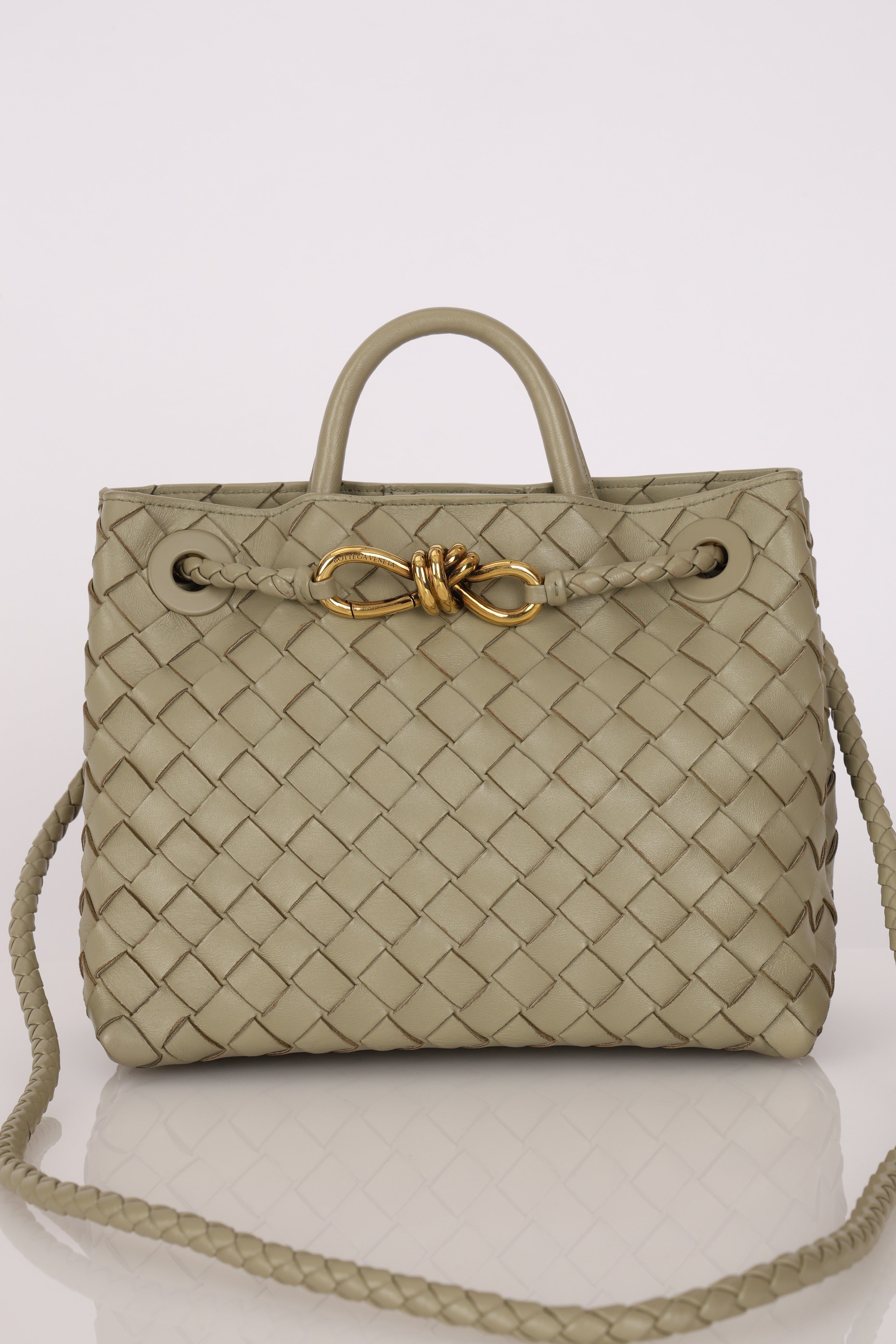 Bottega Veneta Small Intrecciato Andiamo Bag Travertine