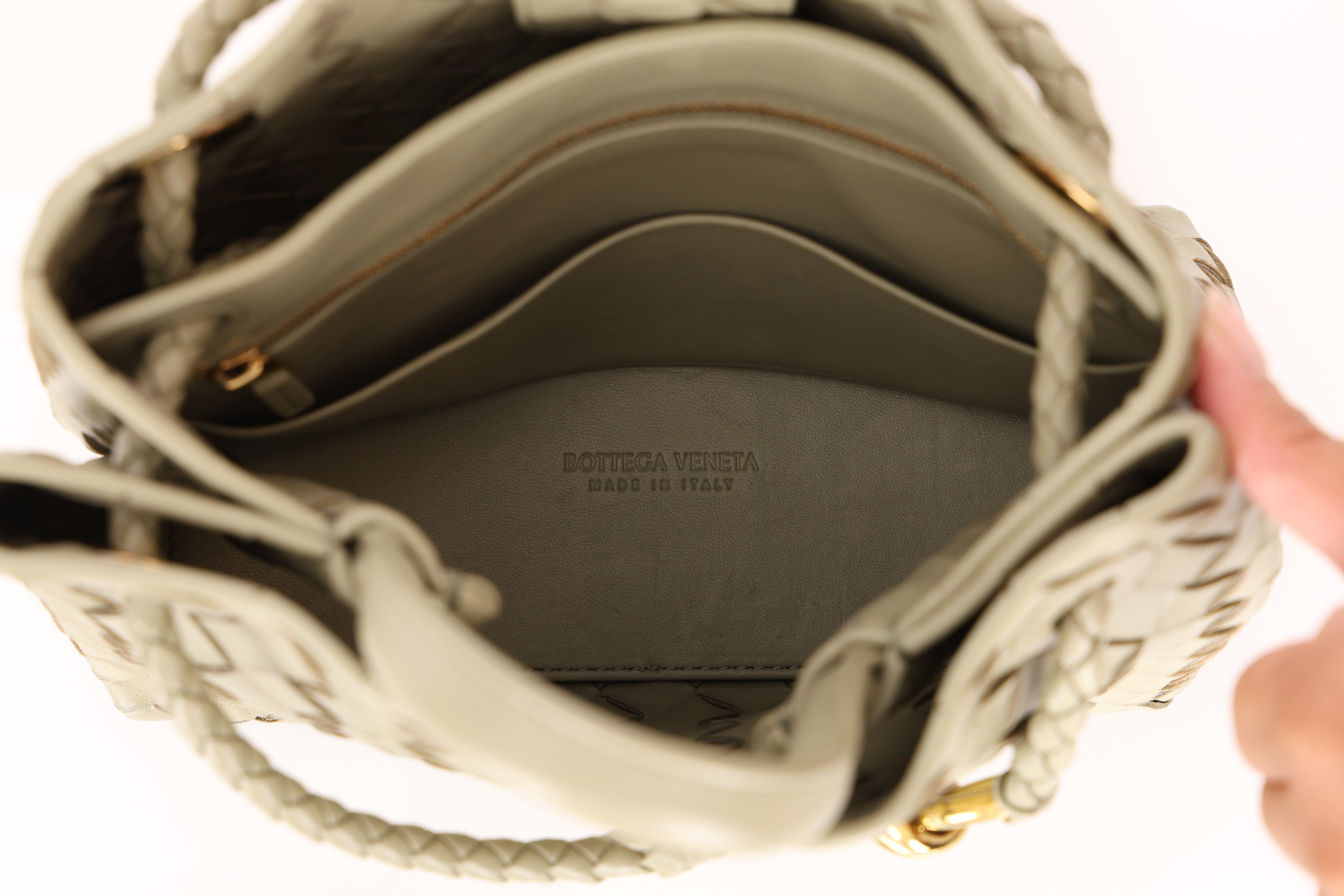 Bottega Veneta Small Intrecciato Andiamo Bag Travertine