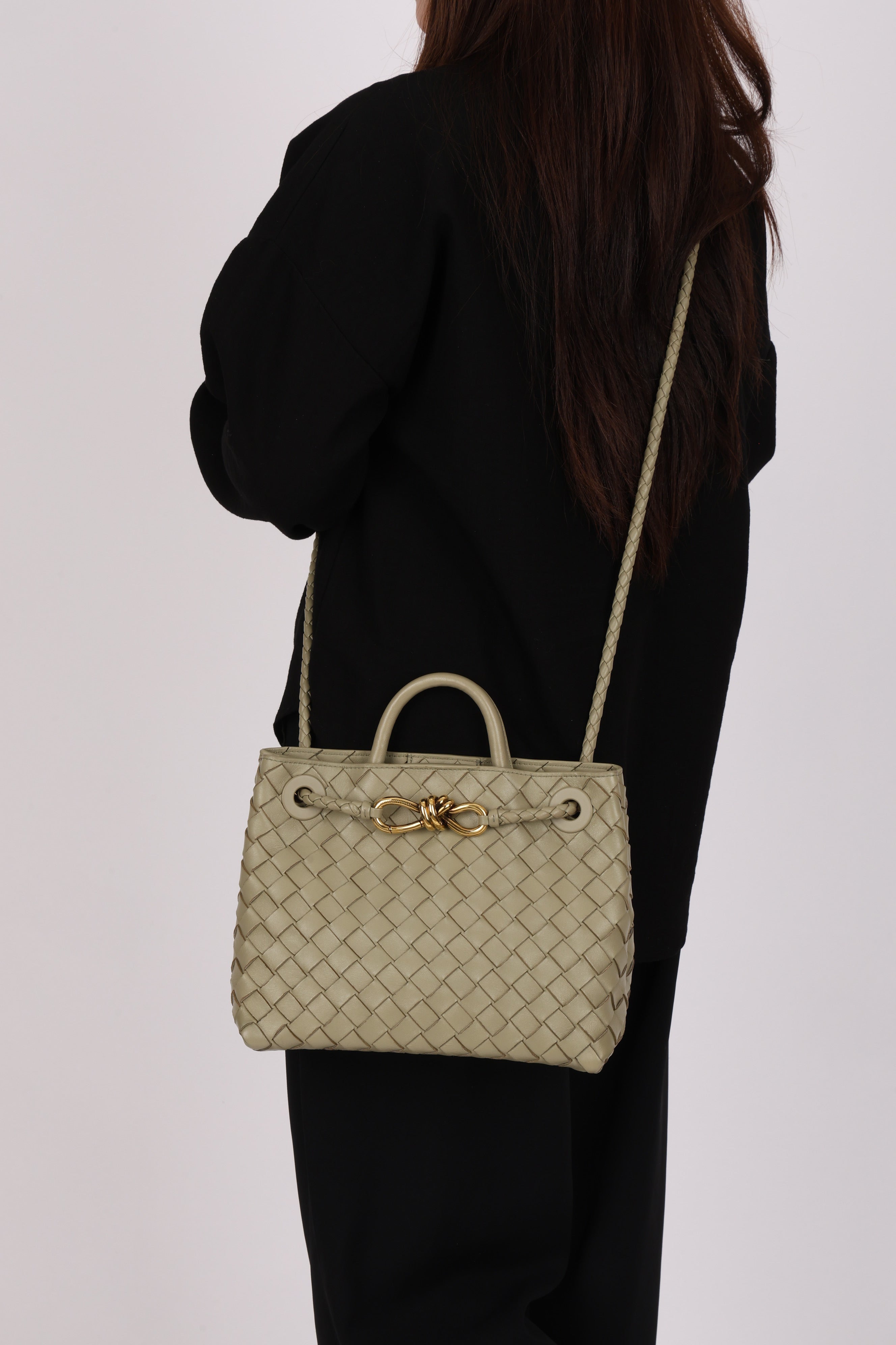 Bottega Veneta Small Intrecciato Andiamo Bag Travertine